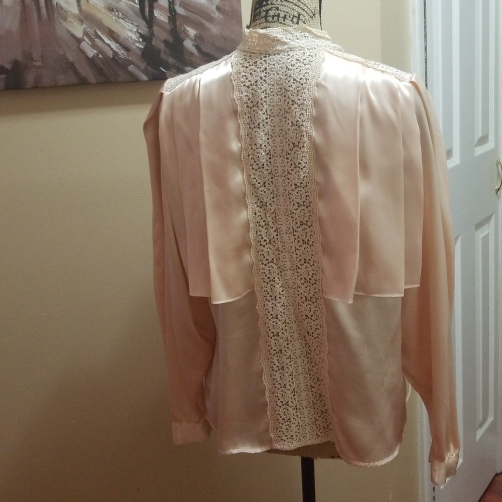 Vintage Silk Peach Colored Blouse - Picture 3 of 6